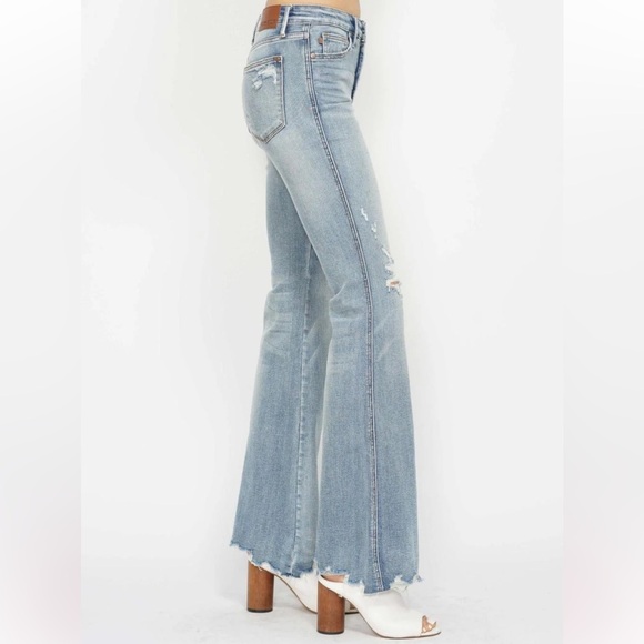 Judy Blue flare jeans Mid Rise Tummy Control distressed Denim Jeans 88594 32 - Picture 13 of 14
